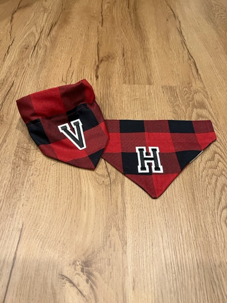red buffalo plaid dog bandana
