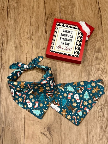 holiday ginger bread cookies on christmas dog bandana