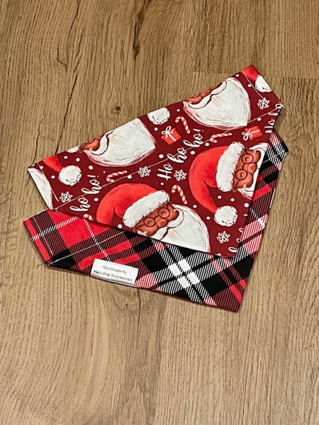 reversible red and black plaid african american st nick dog bandana