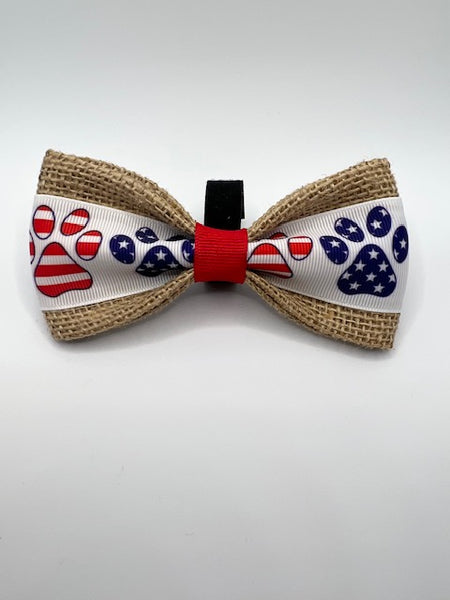 american flag paw print dog bow tie