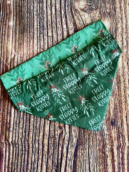 reversible mistletoe christmas dog bandana