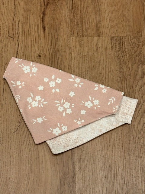 blush floral dog bandana and white daisies ontop