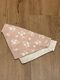 blush floral dog bandana and white daisies ontop