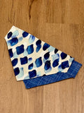 Indigo and light blue watercolor diamonds bandana