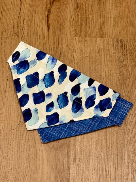 Indigo and light blue watercolor diamonds bandana