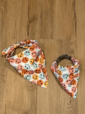 multicolored smiley faces on white background dog bandana