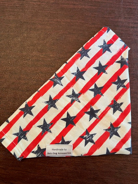 blue stars, red and white stripes dog bandana