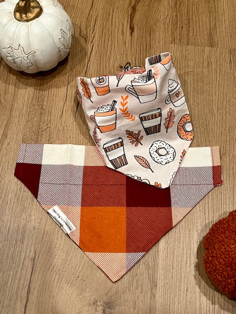 Pumpkin Spice Flannel Dog Bandana