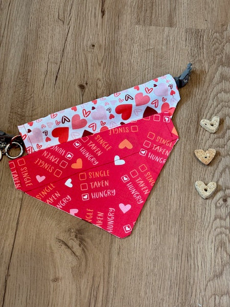 reversible red valentine's day dog bandana