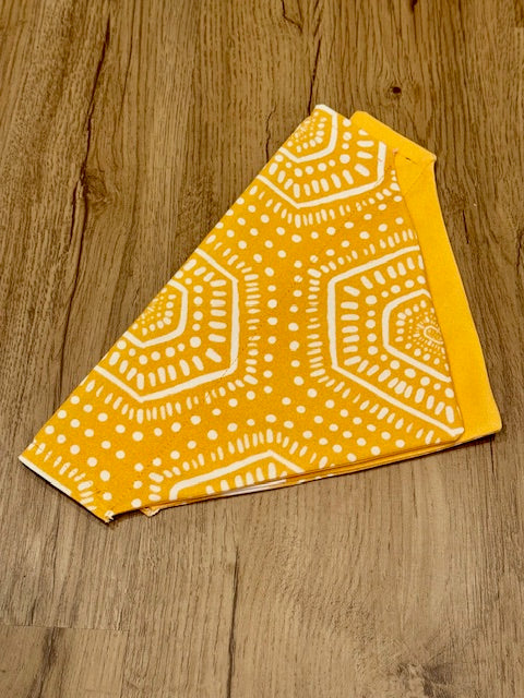 yellow Boho dog bandana with tribal print for small and large dogs