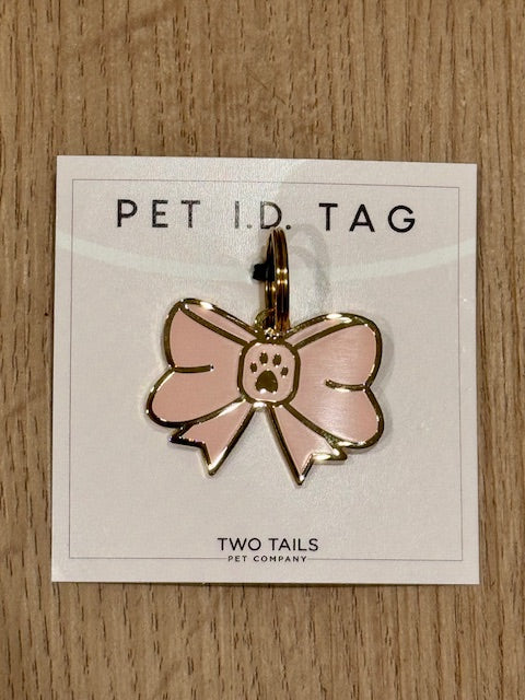 Pink Bow Pet Collar Tag