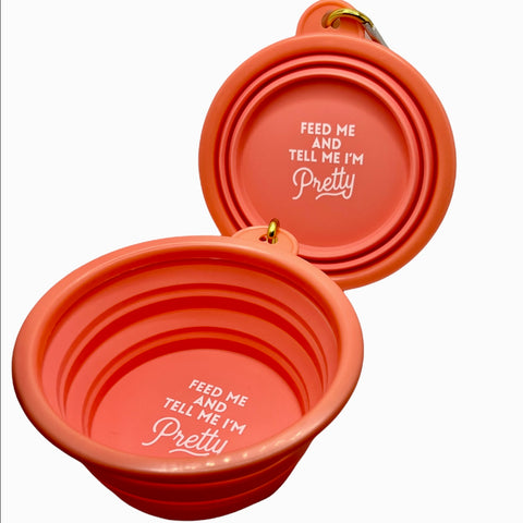 Feed Me & Tell Me I'm Pretty Collapsible Dog Bowl