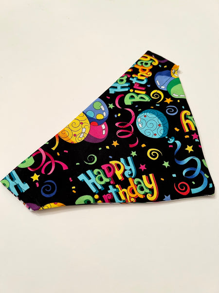 Reversible Black Happy Birthday Bandana