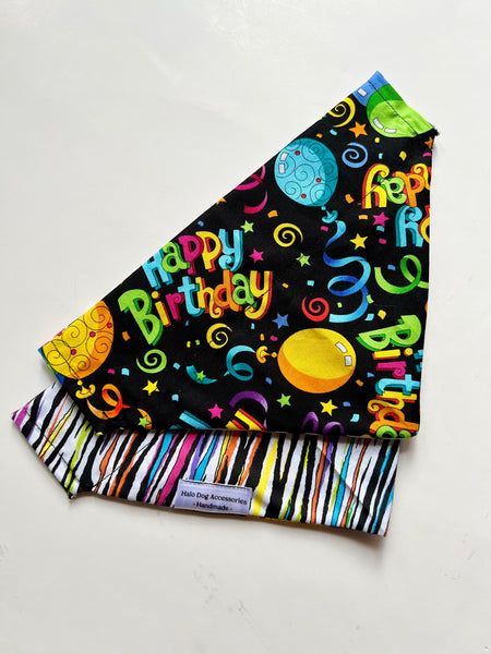 Reversible Black Happy Birthday Bandana