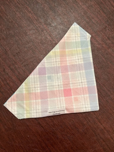 pastel plaid dog bandana