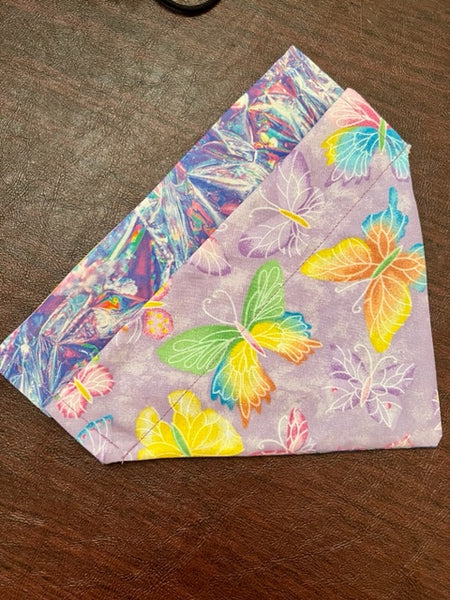 Reversible Lavender Butterflies Dog Bandana